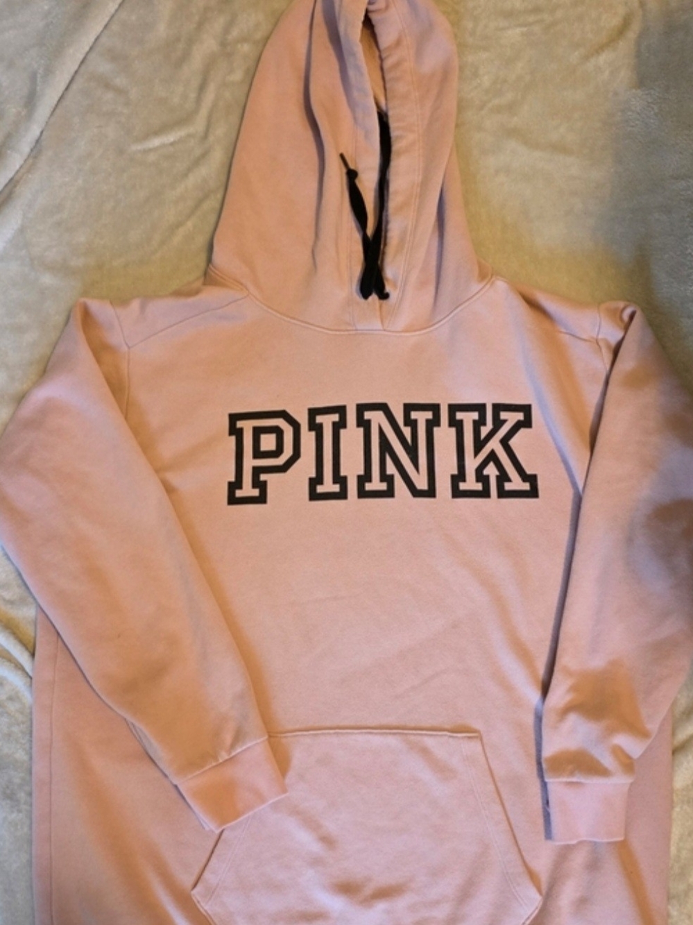PINK Victoria's Secret Logo Hoodie Sweatshirt - Red and Light Pink - Picture 9 of 9